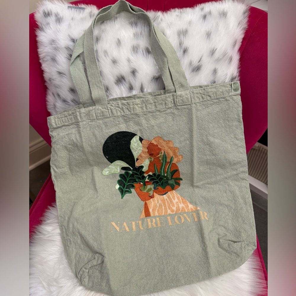 NEW Urban Outfitters Nature Lover Sage Green Eco Tote Bag